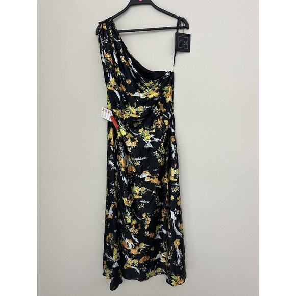 New Ieena For Mac Duggal Black Multi Floral Sleeveless Midi Dress 55630 Size 12 - Picture 1 of 12